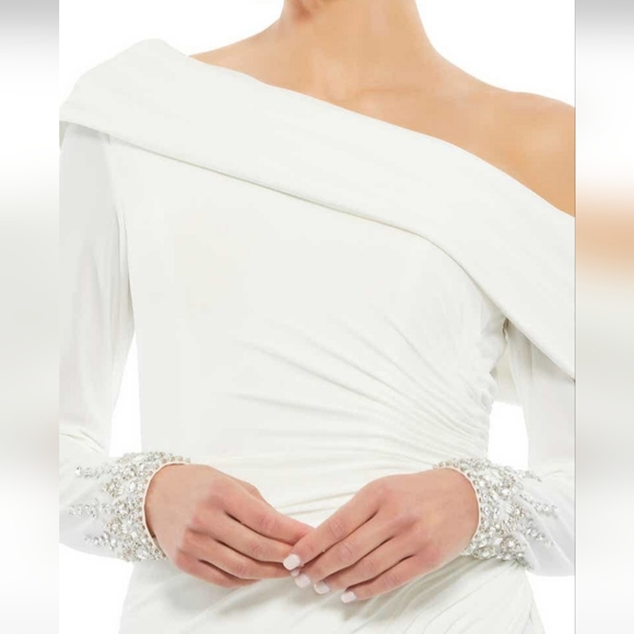 🔥FINAL PRICE DROP🔥 NWT$400 Mac Duggal One Shoulder Side Slit Gown Dress Sz 8 - Picture 2 of 15